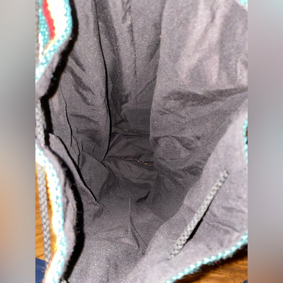 Multi Colored Woven Draw String Backpack - Picture 5 of 6